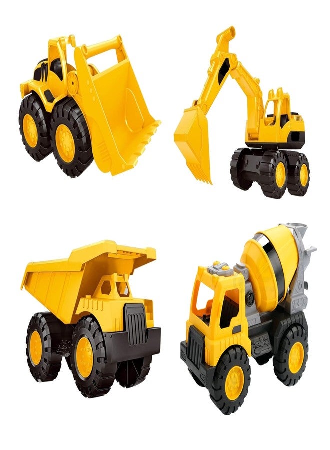 Globular Cement Mixture Dumper Excavator Bulldozer Vehicle Construction Engineering Truck Toy for Kids, Unbreakable Push and Go Truck for Kids Pull Back Pack of 4 - Image 1